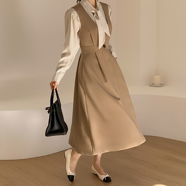 フレアロングジャンパースカート op10547