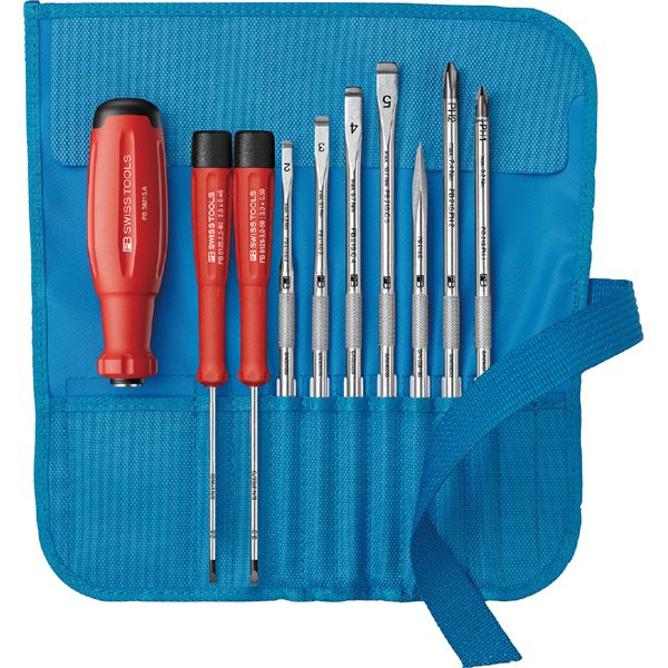 PB SWISS TOOLS ピービースイスツールズ 9本組 差替式ドライバーセット ターコイズ 38218.TU