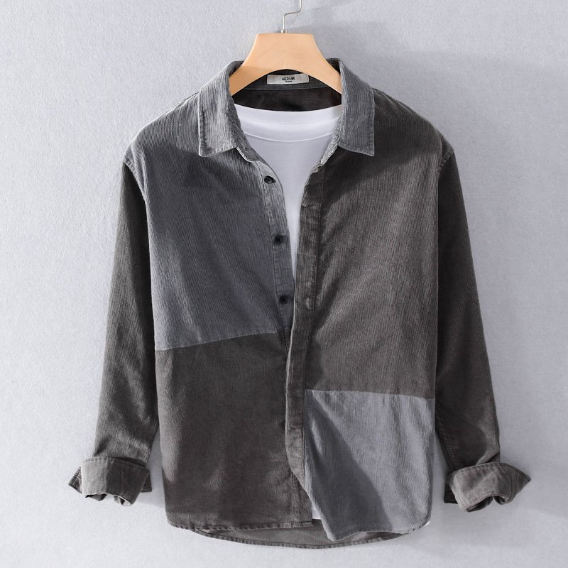 コーデュロイシャツ カジュアルシャツ メンズ 長袖 コール天 暖かい 柔らかい 切り替え おしゃれ