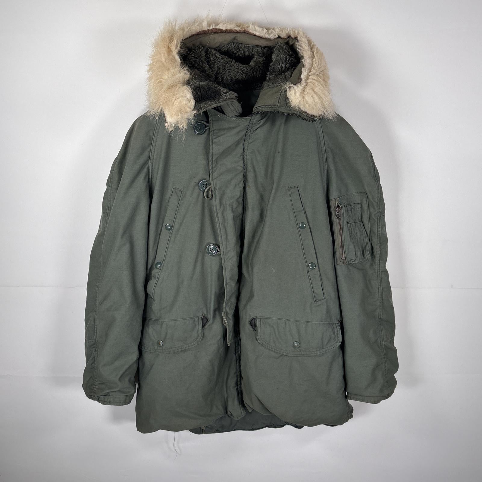 古着 80s/80年代 ミリタリージャケット N-3B　オリーブグリーン 米軍 N3B コート コヨーテ　ヴィンテージ M カーキ メンズ