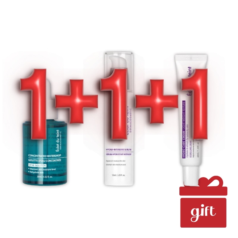 【集中保湿3ステップセット】 エクラデュタン ウォータードロップ30ml＋ ハイドラ ソリッドセラム50ml＋ ハイドロケア クリーム40ml