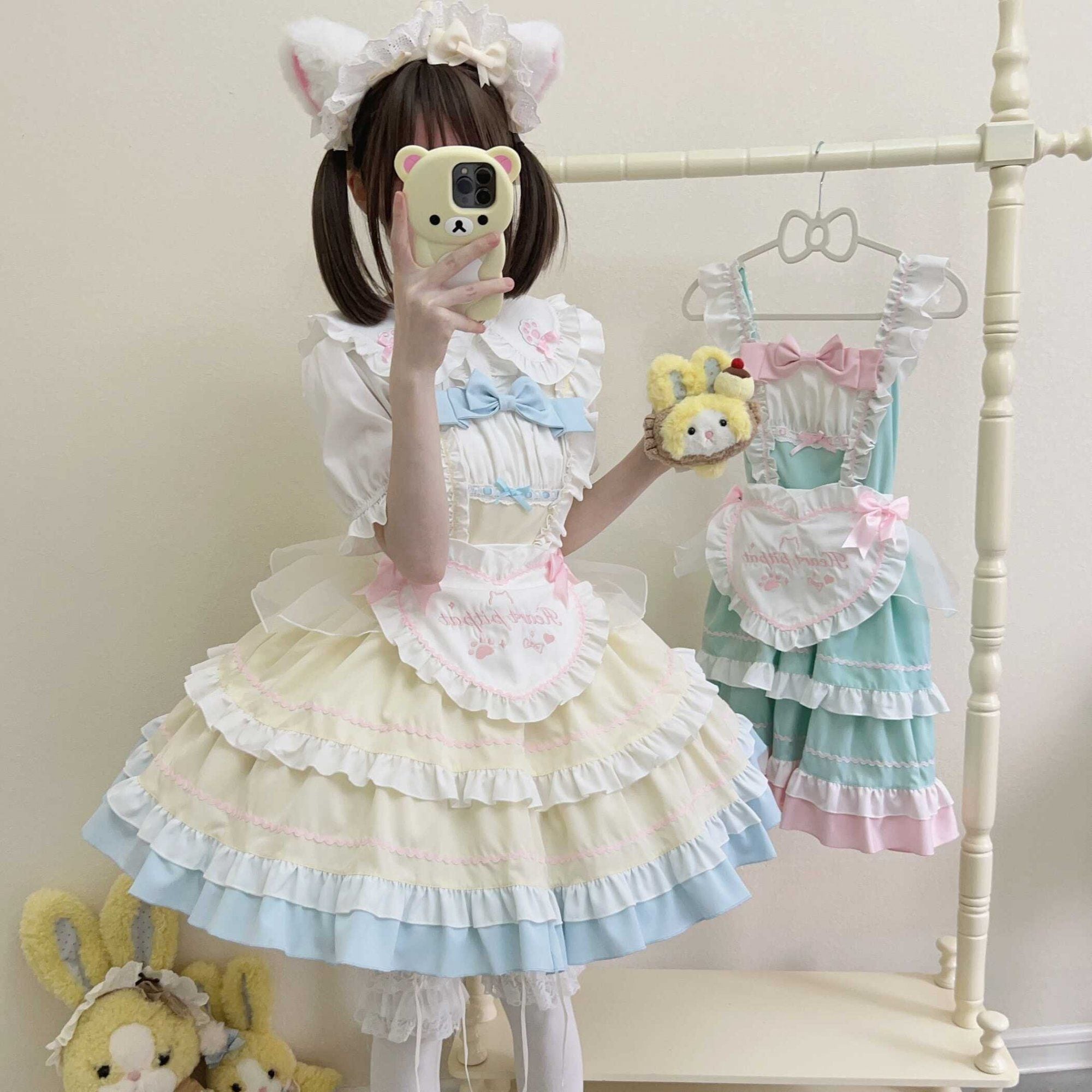 今人気発中ロリータ二次元学院祭用人气作ロリータ作オリジナルデザインロリータスウィートjskキャミソールワンピース+エプロン花嫁茶会