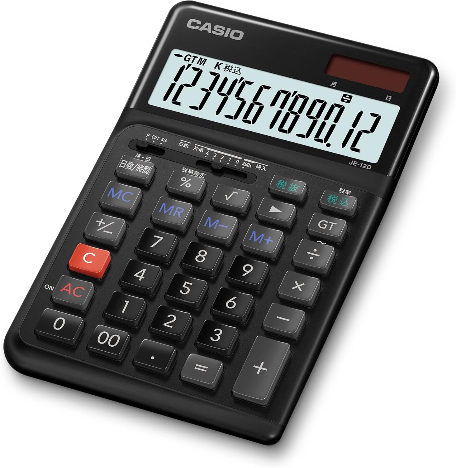 カシオ 人間工学電卓 12桁 日数&時間計算機能 ジャストタイプ ブラック JE-12D-BK-N エコマーク認定 7,788円