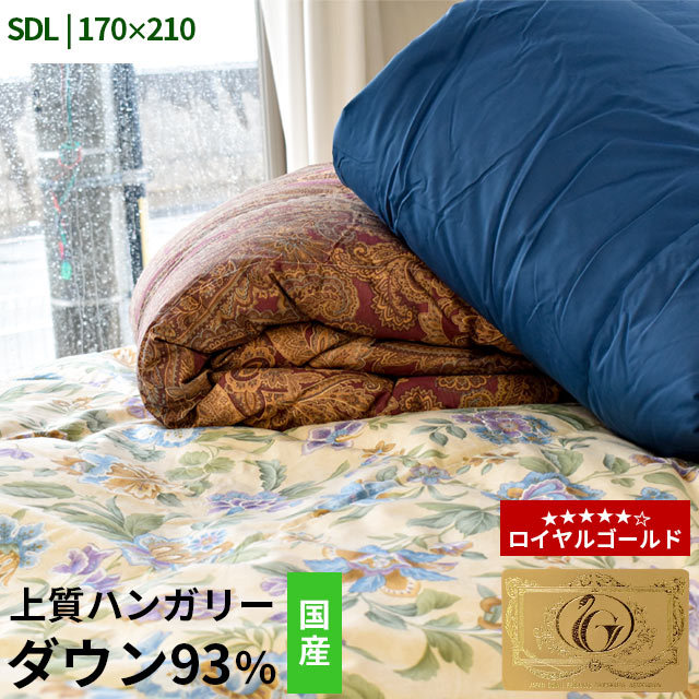 送料無料色柄おまかせ日本製 ダウンケット セミダブルロング 170X210cm ダウン93％ ウォッシャブル 羽毛肌掛け布団 夏ふとん 衛生加工3SD-28DK-D93SDN