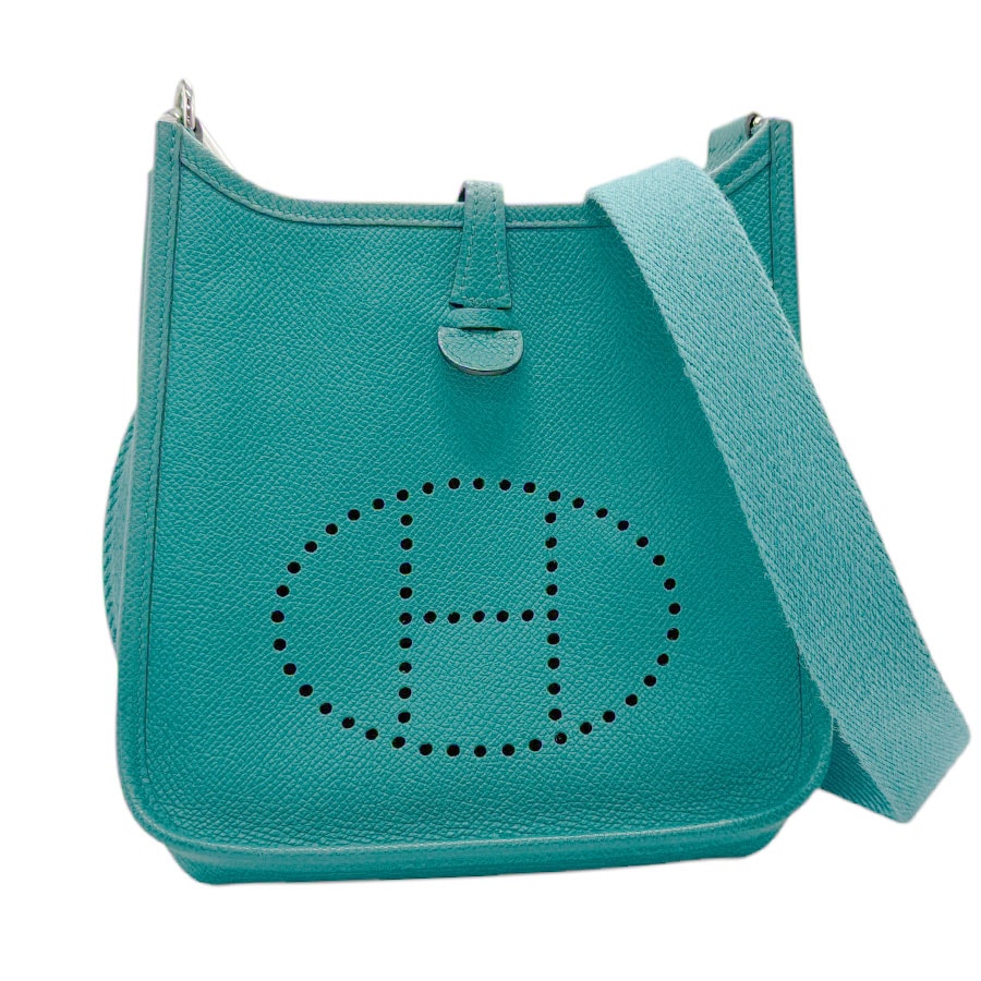 エルメス HERMES 斜め掛けショルダーバッグ エヴリンTPM ヴォーエプソン ブルーパオン シルバー レディース n0843