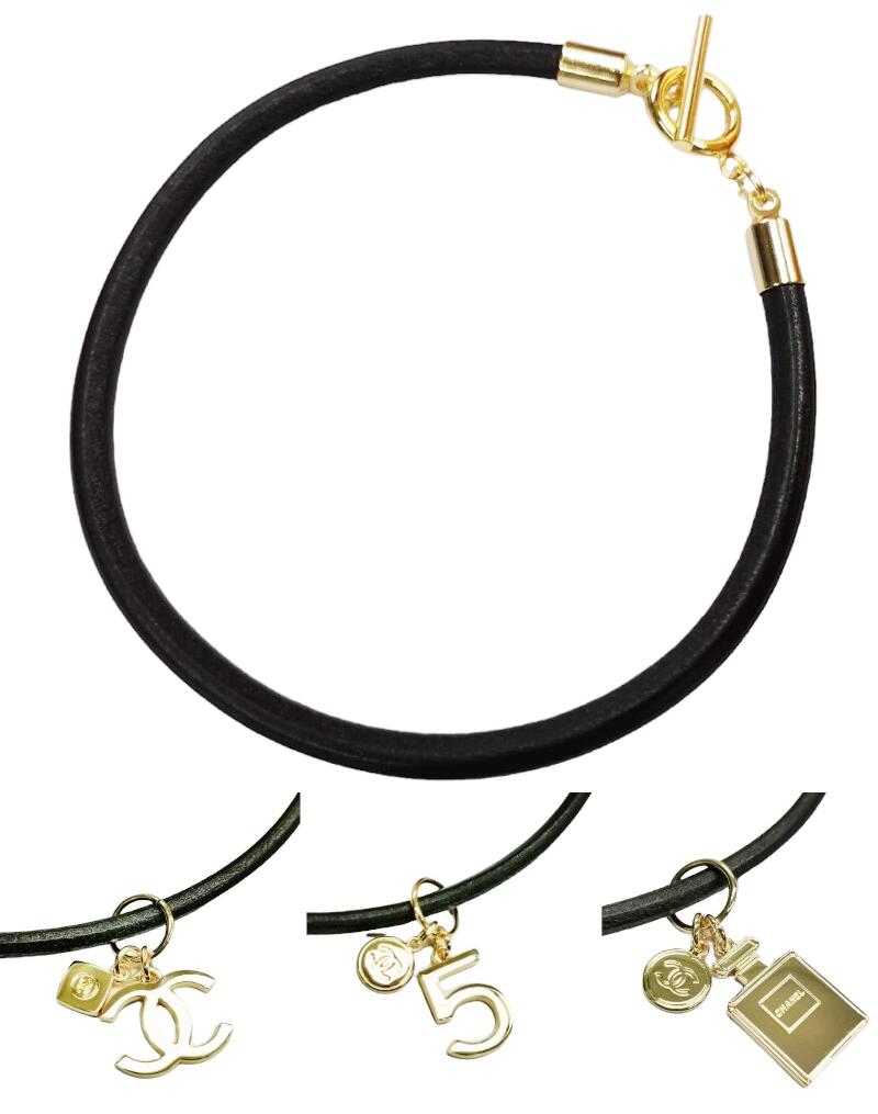 CHANEL 2023 HOLIDAY シャネル ホリデー限定 ロゴチャームNo.5 レザーブレスレット (社外品) 4mm /17cm