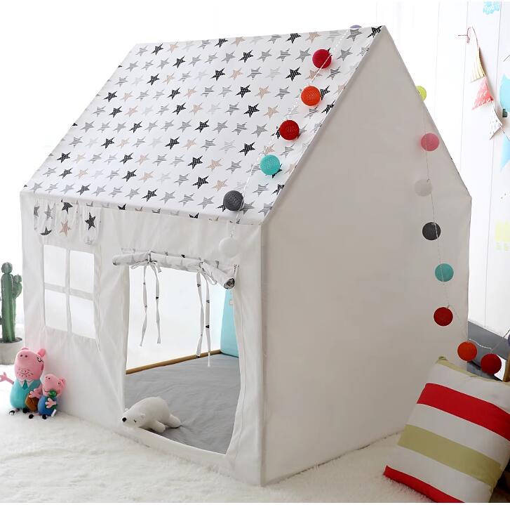 天然木 プレイハウス キッズテント 北欧風 ベビーテント 赤ちゃん 子供テント テントハウス 星柄 雲柄 プリンセスの城型 可愛い プレイテント 高品質 おままごと 男の子 女の子 ゲームハウス 秘密