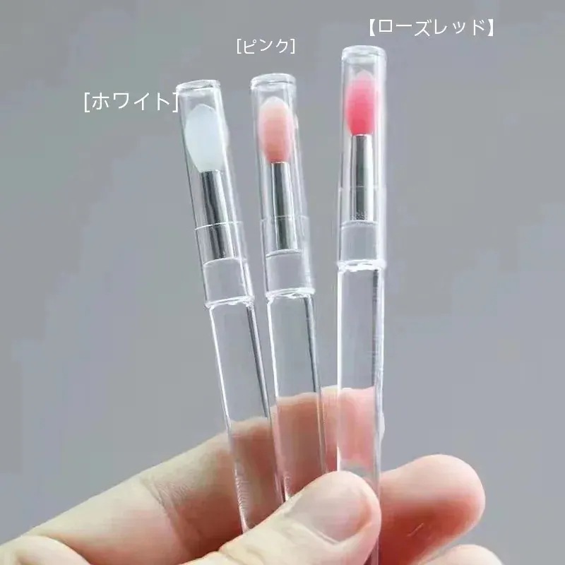 10個セット3枚シリコン製小型リップブラシ 多機能メイクブラシ アイシドウブラシ 口紅ブラシ 携帯用メイクブラシ リップマスクブラシ 蓋付き r n1001- ホワイト r n1002- ライトピ