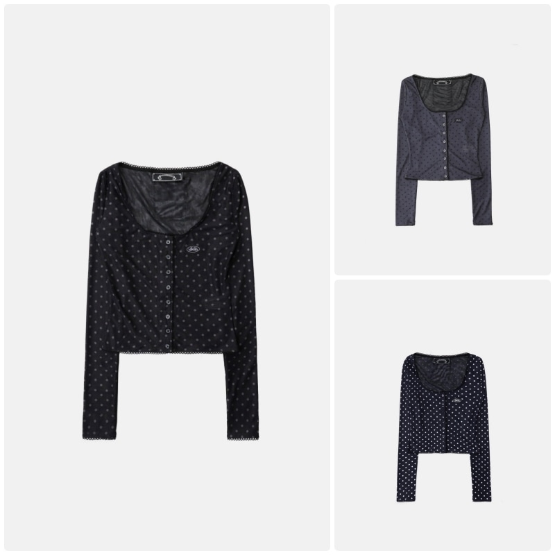 【BADBLOOD】[AQUA] SPLASH DOT ROUND CARDIGAN : 3COLORS