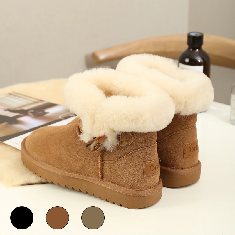 VMT59 韓国 ブーツ 牛革+ウール スノーブーツ ショートブーツ 長靴 ムートンブーツ 厚くて暖かい 本革 裏起毛 ブーツ レディース 冬のブーツ 靴 厚底ブーツ 冬 韓国ファッション シューズ3