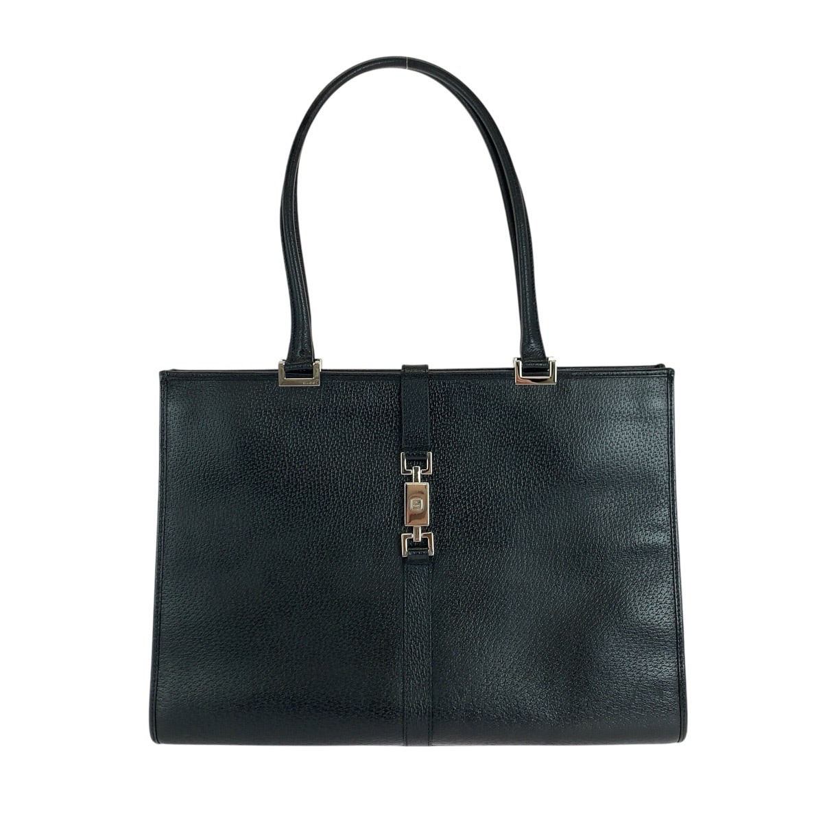 美品 ジャッキー ブラック 黒 シルバー金具 レザー 002 1074 トートバッグ ショルダーバッグ レディース 502317