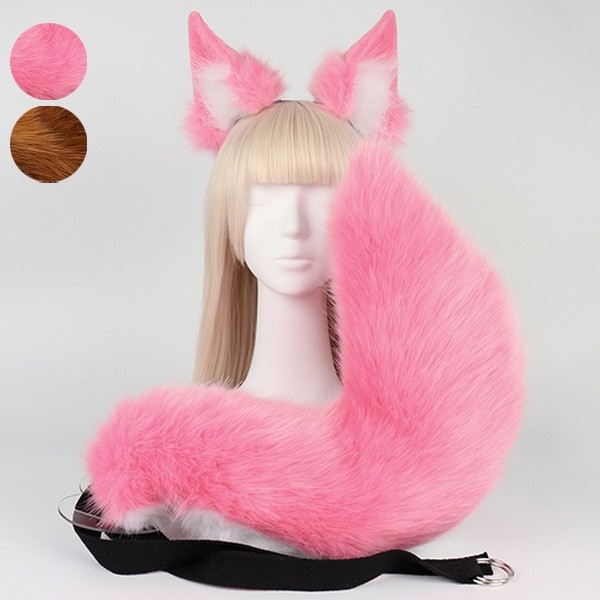 コスプレ道具 手作り 尻尾 耳 カチューシャ セット もこもこ ふわふわ 可愛い 狐 コスプレ cosplay 可愛い 大人用 子供用 仮装 文化祭 学園祭 コスチューム アクセサリー ハロウィン ブ