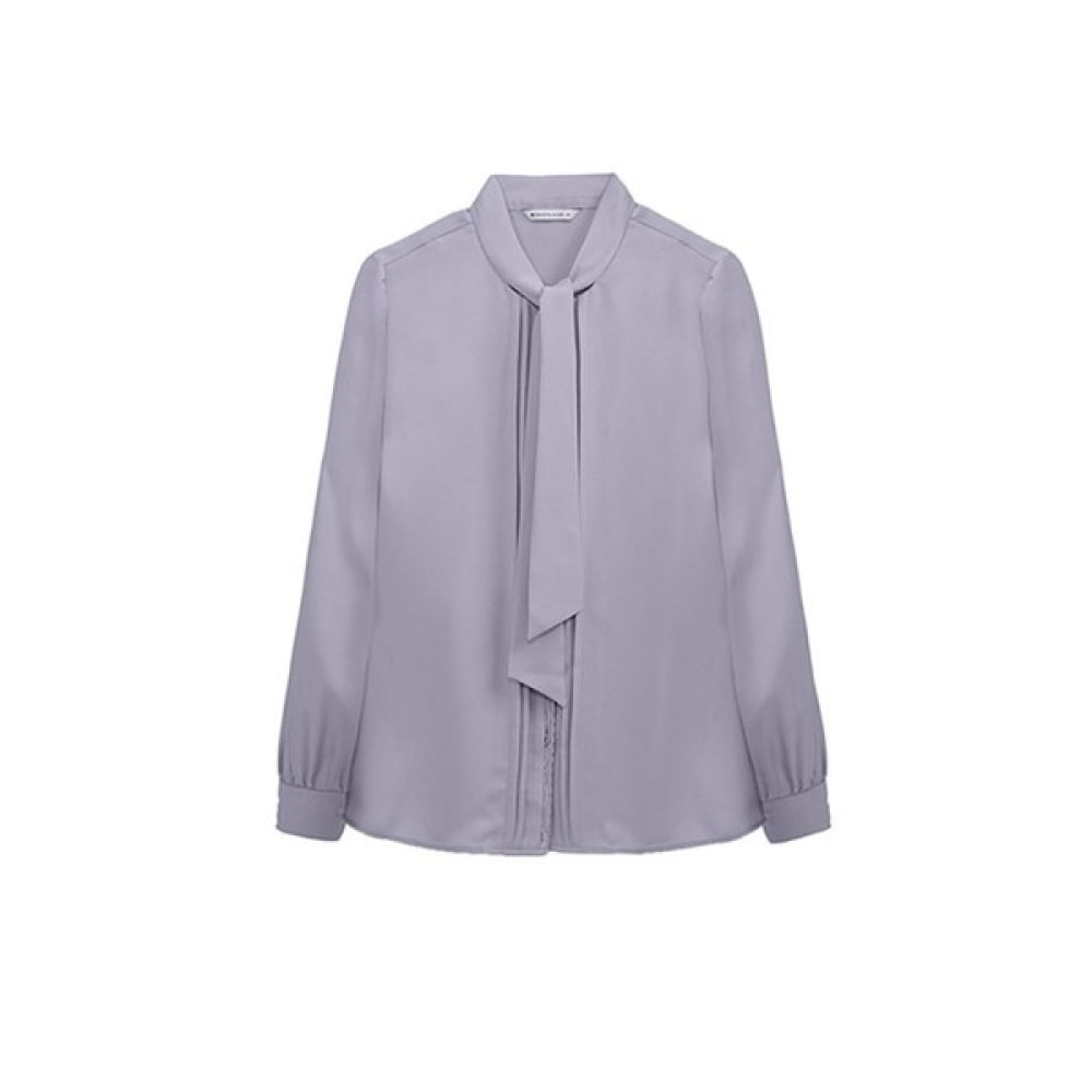 [シャトラン] ライトブルーパステルサテンブラウス HCCMBL101