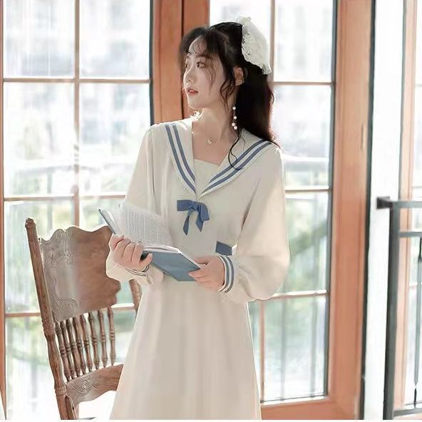 ドレス キャミワンピース愛されドッキングワンピースJKワンピース2023韓国ファッション JK制服ワンピース 大学風ネイビーカラーワンピースラージコード