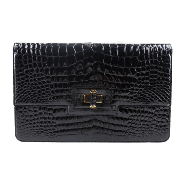 超美品 GUCCI グッチ クラッチバッグ クロコダイル 黒 2way ショルダーバッグ