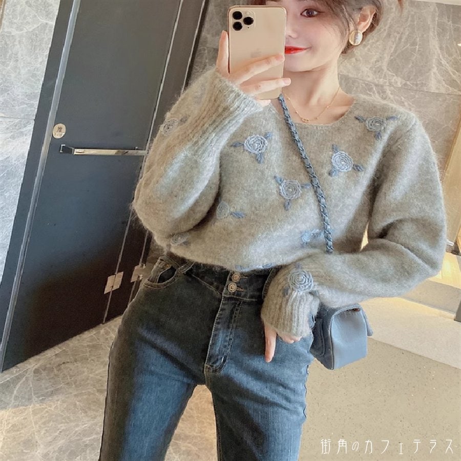 セーター トップス 3色 カラバリ 長袖 Uネック Aライン フレア プルオーバー かわいい 大人可愛い 大人女子 こなれ感 シンプル カジュアル 大人 おしゃれ お洒落 ラフ コンサバ フェミニン