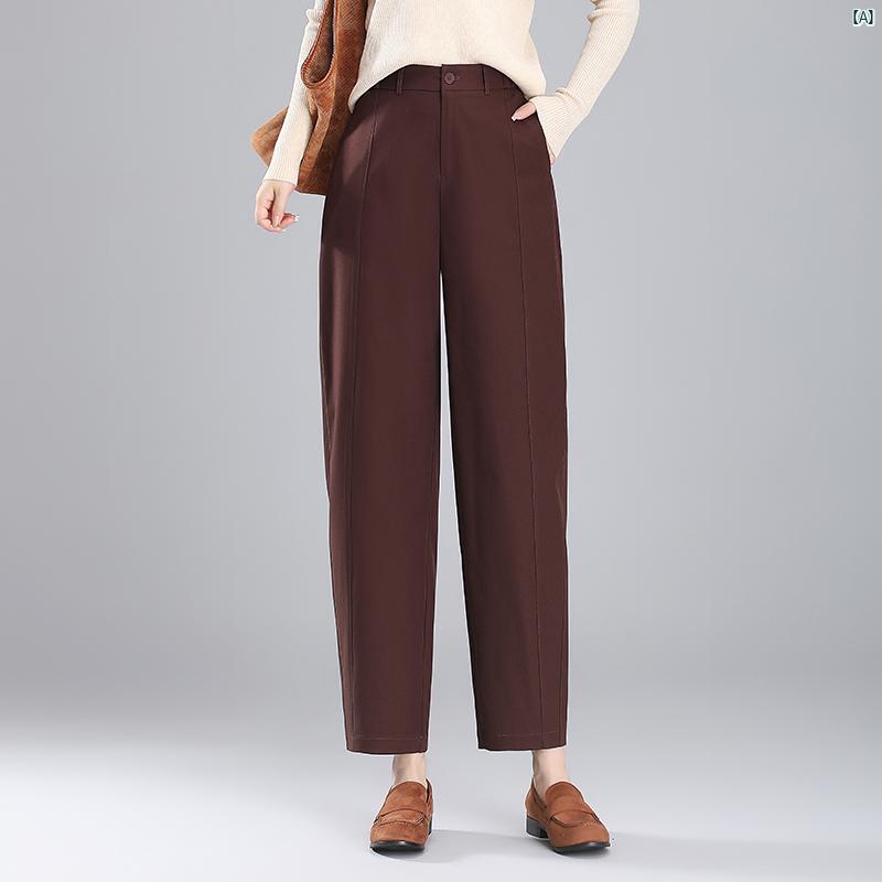 レディース ファッション オシャレ シンプル 鎌 パンツ 春秋 小柄 九分丈 スリム シミター バナナ スーツ
