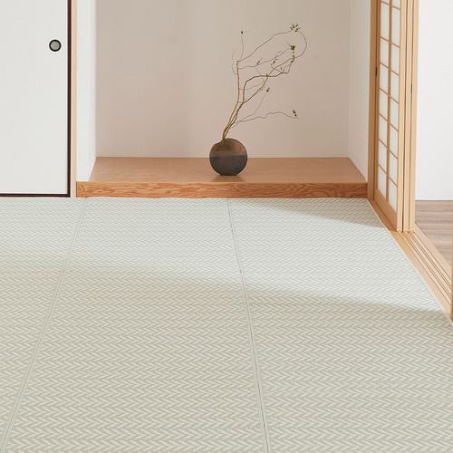 【メーカー直送品】萩原 洗えるい草風カーペット パスラッシュ 江戸間8帖GR グリーン