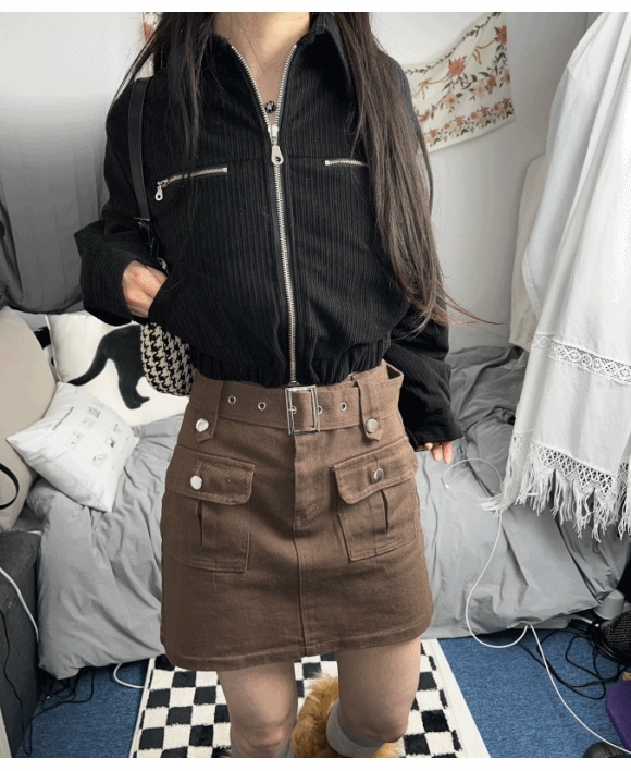 corduroy crop zip up jumper (3oz)