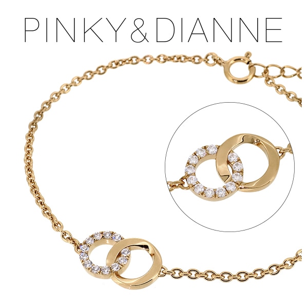 ピンキー&ダイアン シャープライン サークル シルバーブレスレット ジルコニア イエローゴールド