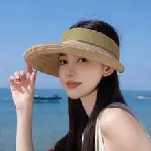 冷却夏折りたたみ式つば広サンバイザー帽子女性用 - UV保護通気性スタイリッシュなアウトドアビーチ旅行帽子