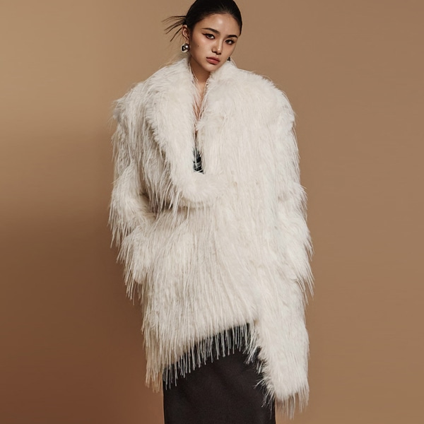 J2497 フェイク ファー コート