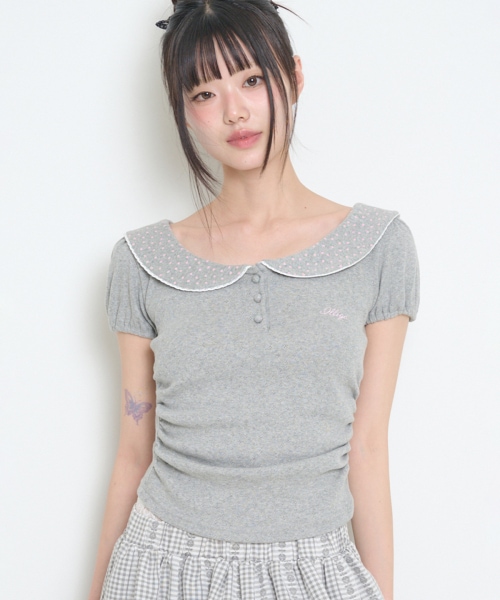 【ILLIGO】 PETITE PUFF COLLAR T-SHIRT MELANGE 正規品