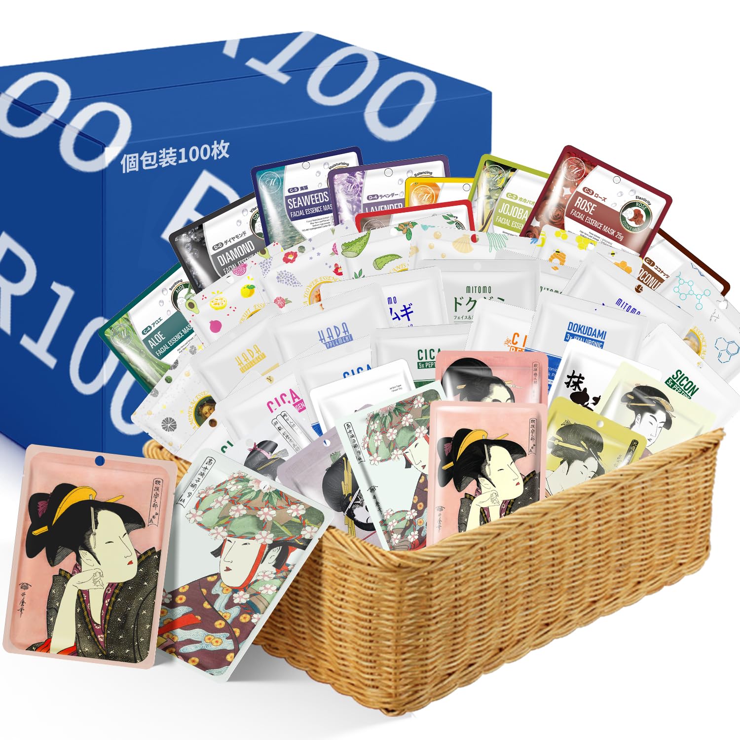 全国送料無料 MITOMO 日本製 福袋 100枚 パック 個別包装 福袋 うるおい 保湿 フェスイパック 個包装 全商品からランダムに構成【LBPRJL0100】 4,166円