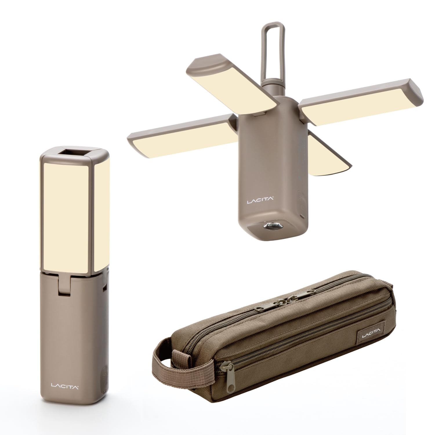 LACITA LEDランタン ポータブル 13,400mAh 充電式 キャンプ アウトドア 防災 屋外仕様 防水 小型 明るい 電球色 暖色 蛍光色 昼光色 EL BRIGHT 1 (グレージュ)