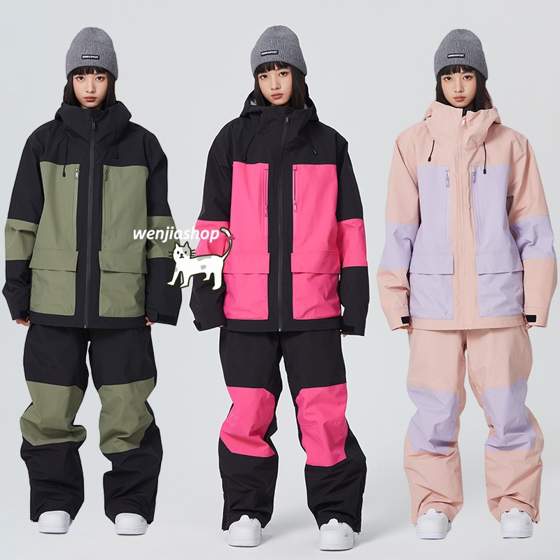 スノーボードウェア 上下セット レディース メンズ 防水15000mm スキーウェア ジャケット アウター パーカー ロングパンツ 韓国風 スノボウェア プルオーバー 防水防寒防雪保温防風通気