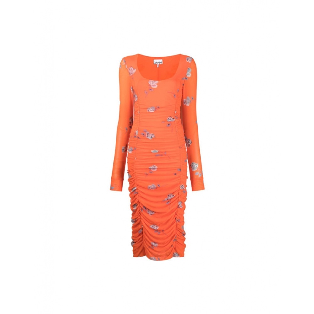 ガルニ花柄メッシュプリーツミディワンピース T3411 493