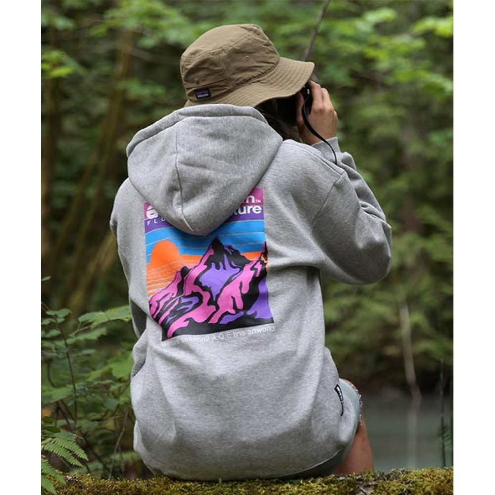 FLUKEレインボーサンセットフードTシャツグレーFHT2008-Z