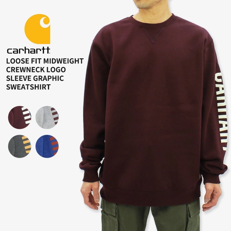カーハート Carhartt Loose Fit Midweight Crewneck Logo Sleeve Graphic Sweatshirt TS5444 メンズ クルーネックスウェット ト