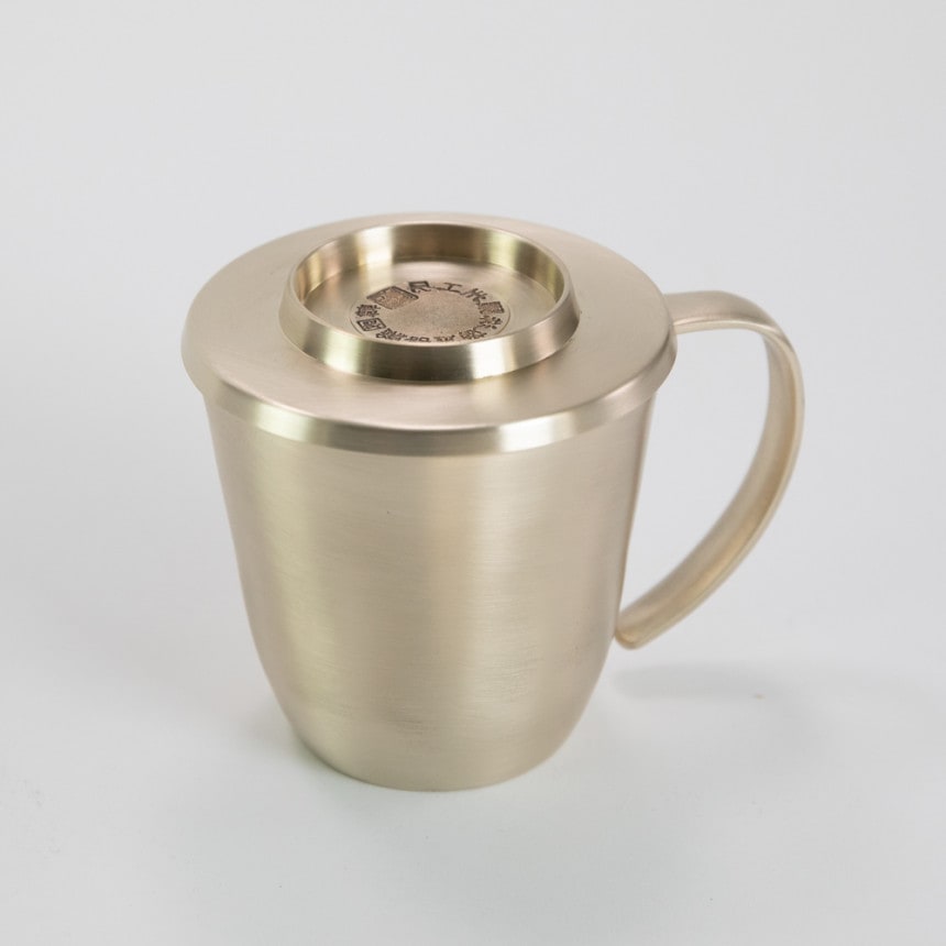 韓国伝統職人作りのおしゃれな真鍮製マグカップ1号310ml/蓋つき