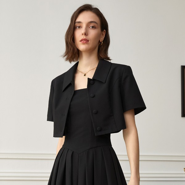 ワイアイエムY_Classic simple button jacket_BLACK