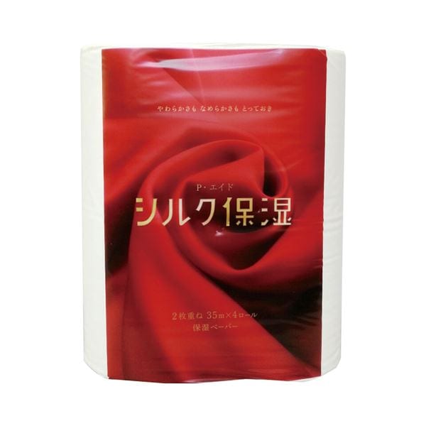 (まとめ) 河野製紙 P・エイドシルク保湿トイレットロール ダブル 芯あり 35m 1パック(4ロール) (×30セット)