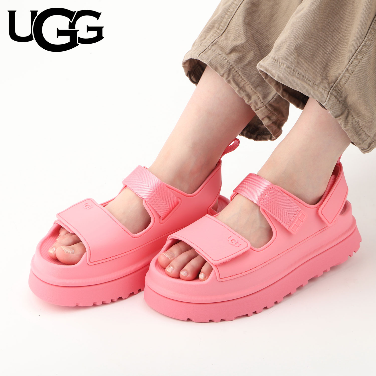 ストラップサンダル ゴールデングロウ レディース ピンク 1152685