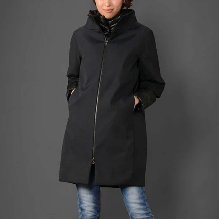 ダウンコートコクーンコートボトルネックダウンコートレディースダウン90％