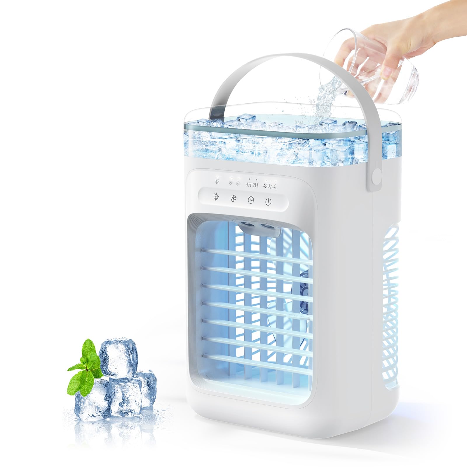 Audwierr【Amazon.co.jp限定】卓上冷風機 冷風扇 扇風機 冷房 送風 静音 省エネ 夏物 空気循環 部屋干し 静か おしゃれ 静音 省エネ 三段階風量 オフィス 業務用 冷却加湿 水