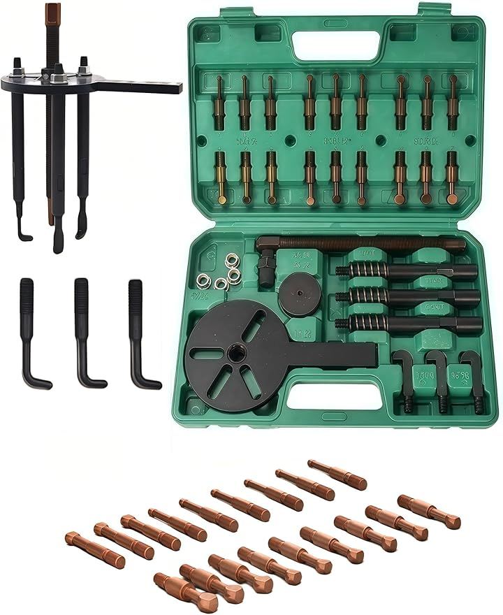 ベアリングプーラー 3トン対応 内掛け外掛け両用 6種アダプター付属 耐圧鋼製 安全ロック付き 自動車バイク修理工具