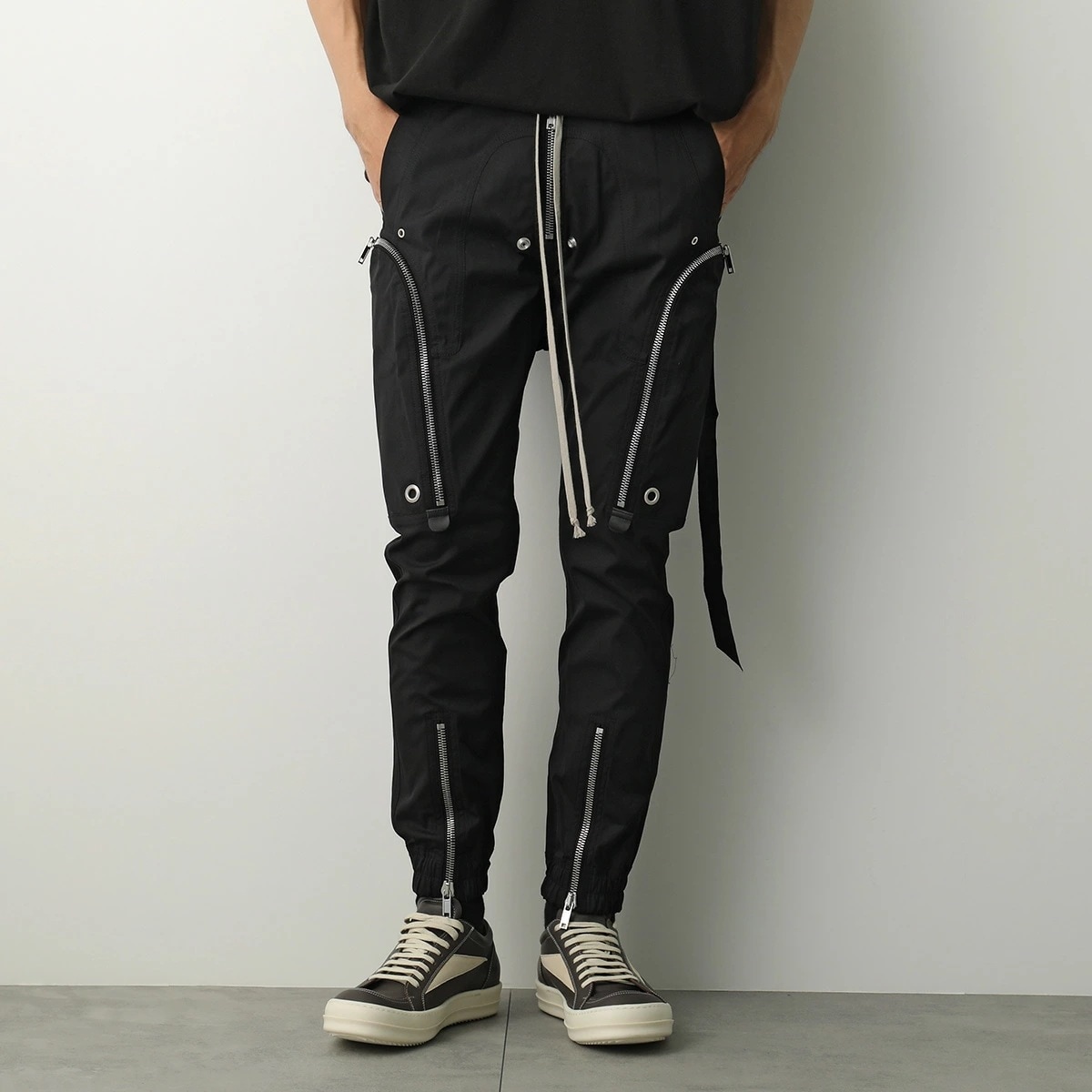 Rick Owens リックオウエンス カーゴパンツ BAUHAUS CARGO バウハウス カーゴ RU02E1377 TE メンズ ストレッチコットン スリム ジッパー 09/BLACK