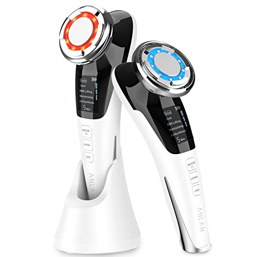 ANLAN 美顔器 ems 温冷ケア LED光 1台8役 温冷美顔器 目元 口元ケア イオン 毛穴 自宅用美顔器 (ホワイト)ストレートアイロン