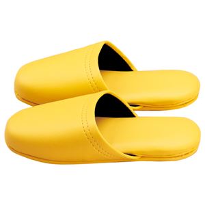 (まとめ) オーミケンシ レザー調スリッパ(子供用) イエロー 1足 (×5セット)