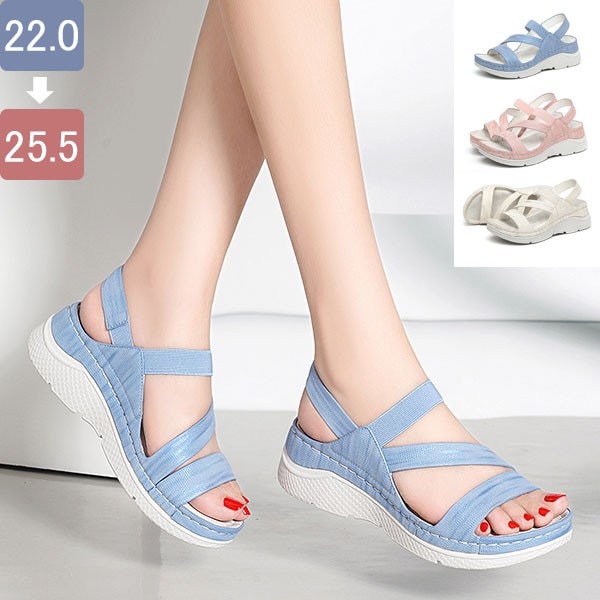 スポーツサンダル レディース 軽量 夏 サマー シューズ 靴 女性 大人 厚底 美脚 シンプル 涼しい 大きいサイズ アウトドア レジャー キャンプ 青 ピンク ベージュ