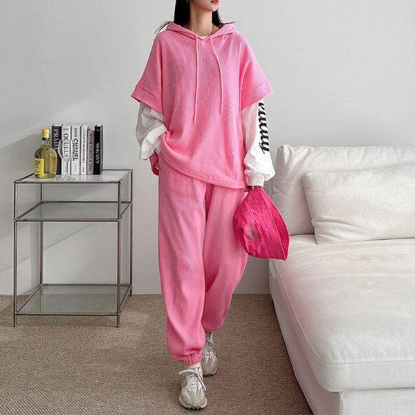 Hスタイル(SET)ポポセット 春 女性 トレーニングウェアセット スウェットセット ジョガーセット 上下セットアップ ホームウェア