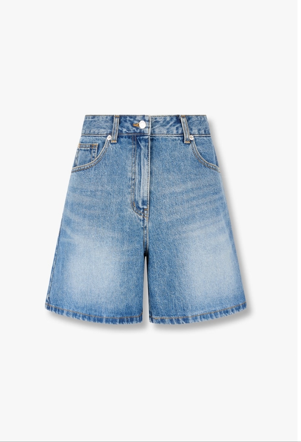 V刺繍 ディテール デニム ショーツ