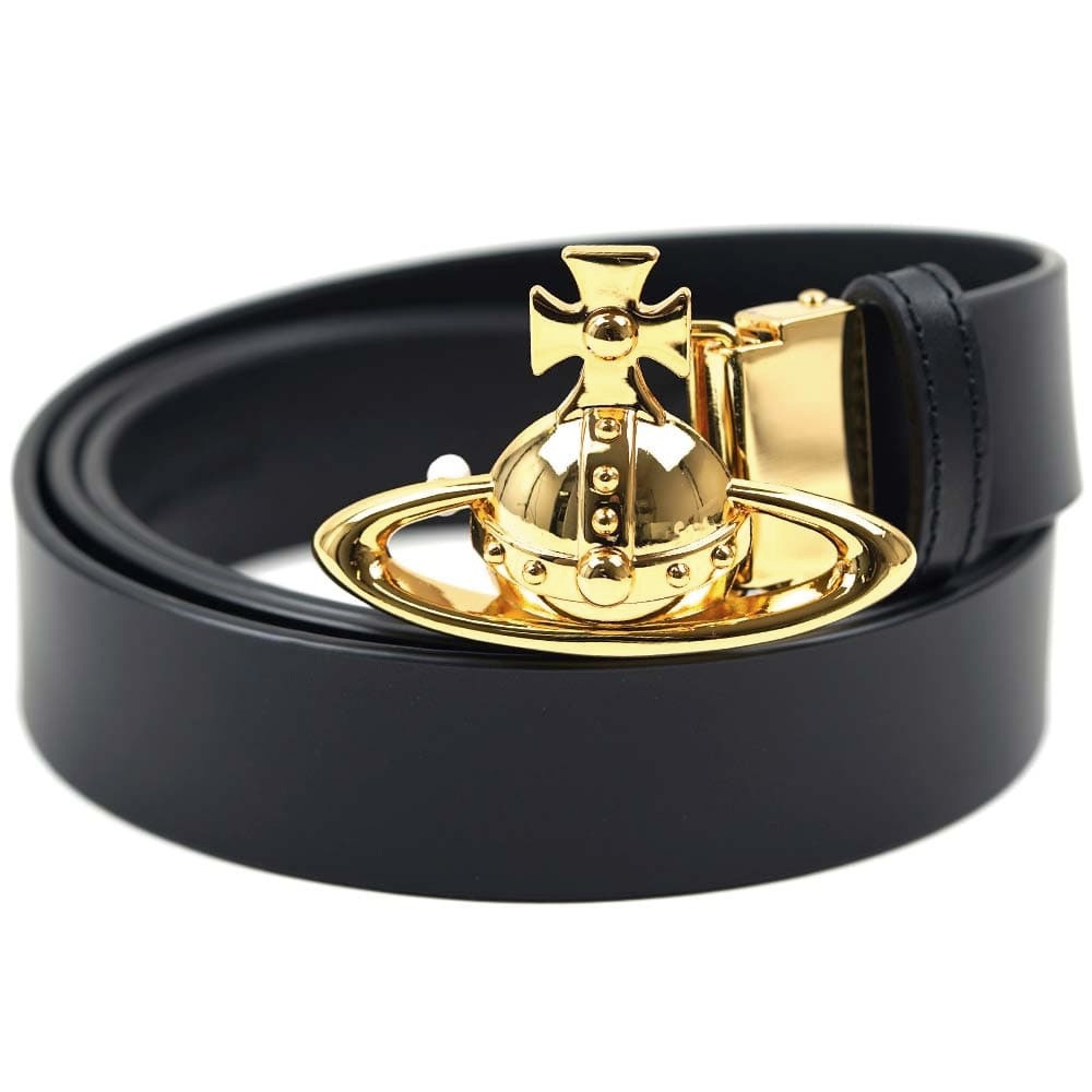 ヴィヴィアンウエストウッド ベルト レザー オーブ Vivienne Westwood BELTS ORB BUCKLE GOLD BELT BLACK ブラック ゴールド 82010006 4211