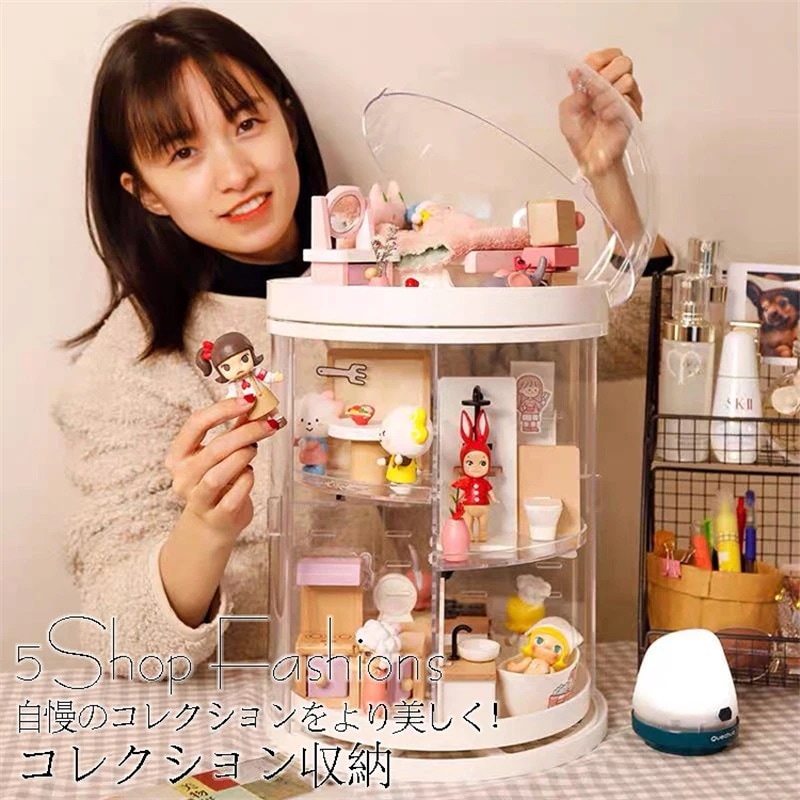 アクリル防塵回転ディスプレイボックスマートアニメーションフィギュア人形おもちゃモデル収納ボックス格子