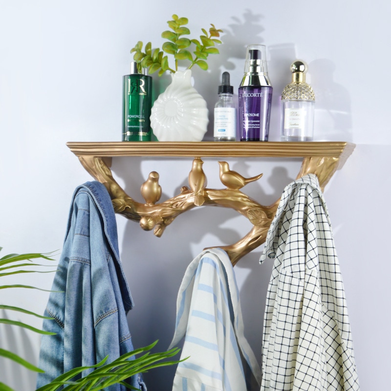 ウォールシェルフ 壁掛けコンソール ストレージラック 小鳥 モダン おしゃれ シンプル 壁掛け 飾り棚 飾り台 洋服掛け リビング 玄関 7色