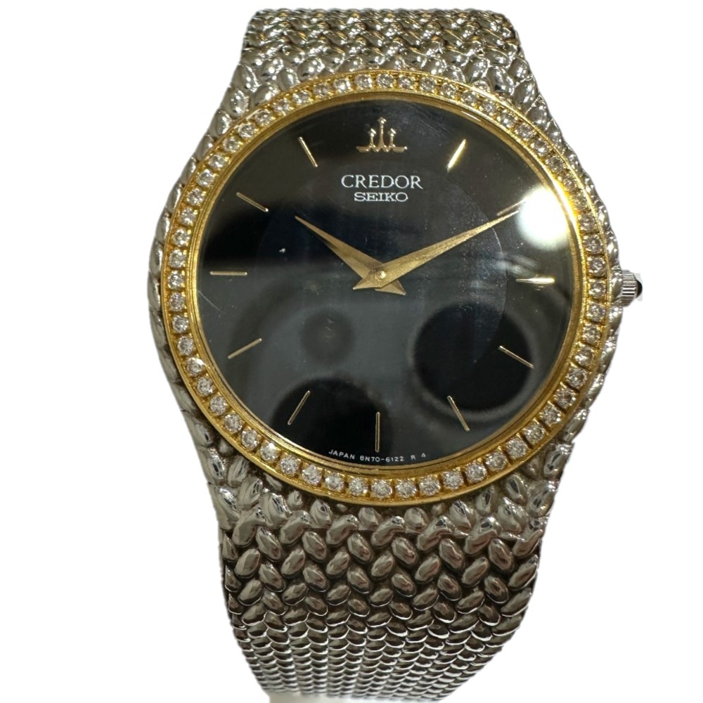 腕時計 8N70-6141 クレドール ダイヤベゼル クォーツ 時計 腕時計 ウォッチ SS/K18KT シルバー